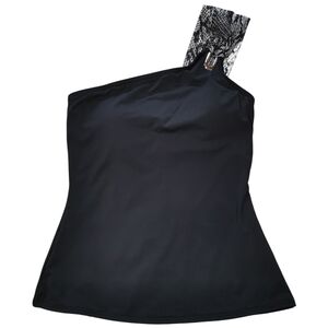 Michael Kors One Shoulder Longline Bikini Top Snakeskin Strap Sz S